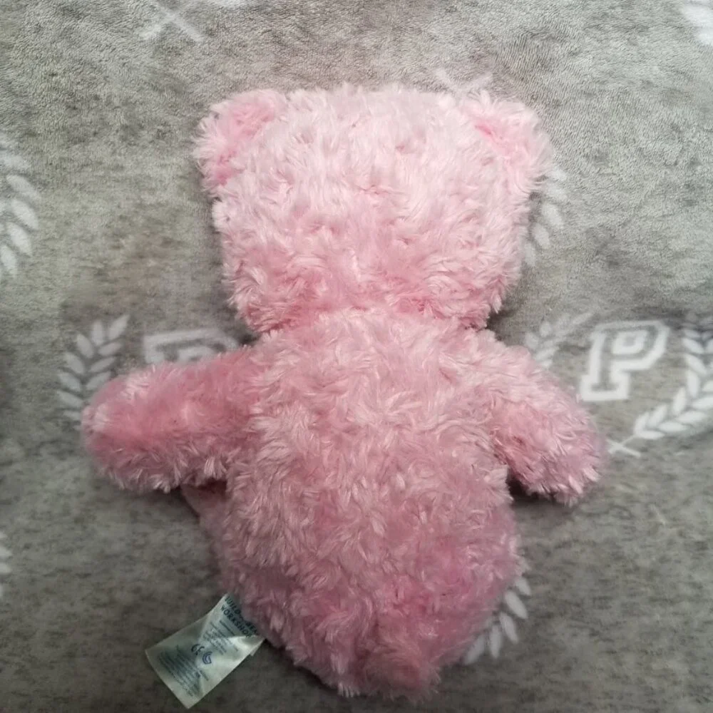Build A Bear Workshop Plush Pink Cuddles Teddy Bear Swirly Fur Purple Eyes Heart